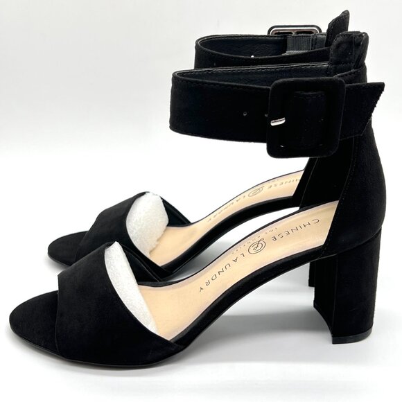 Chinese Laundry Womens‎ Size 6 Black Microsuede Heels Dress Sandals Shoes - Picture 6 of 14